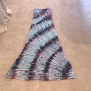 Tye-Dye Strapless Maxi Dress
